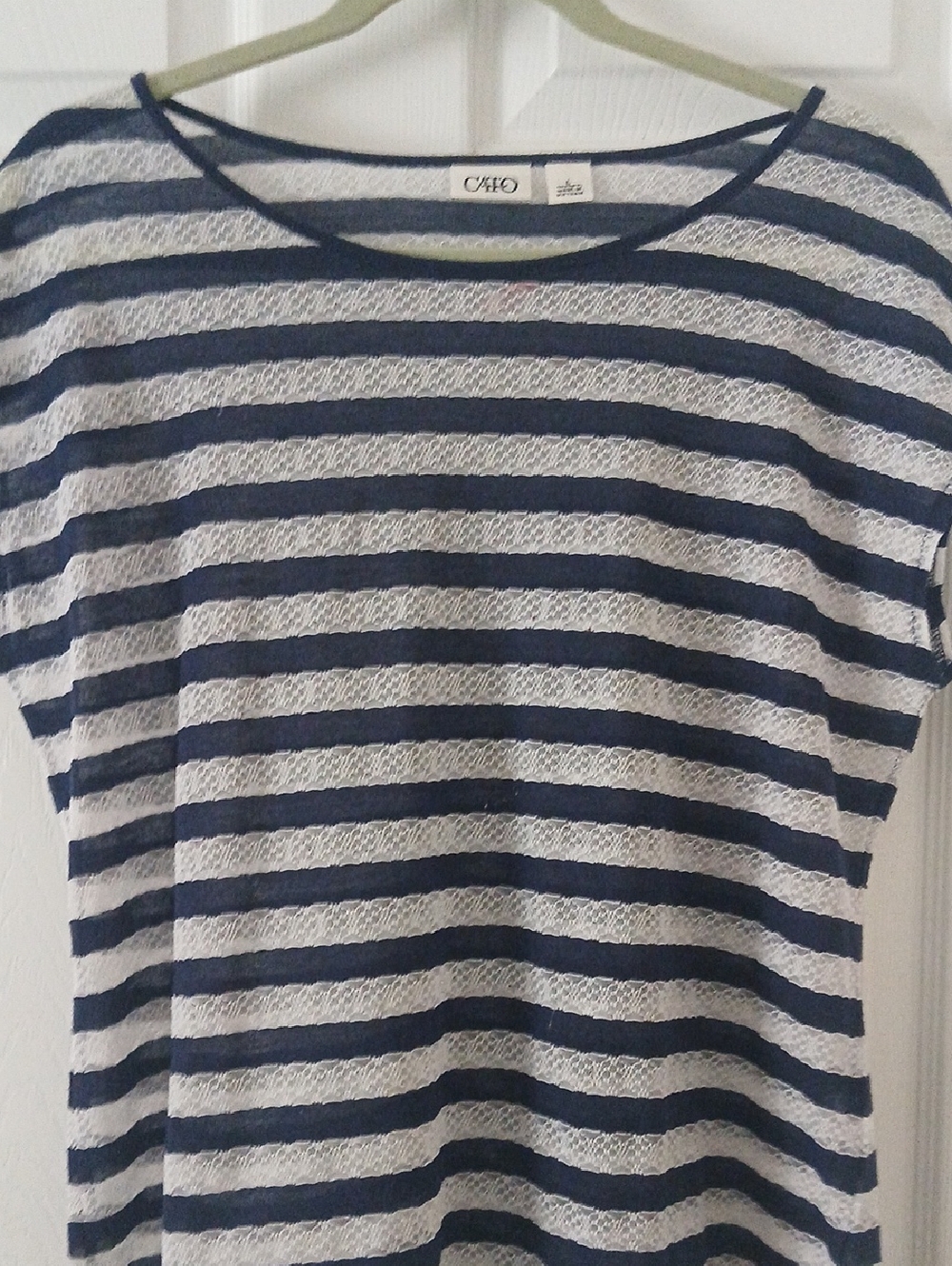 Cato Navy & White Striped Scoop Neck Top